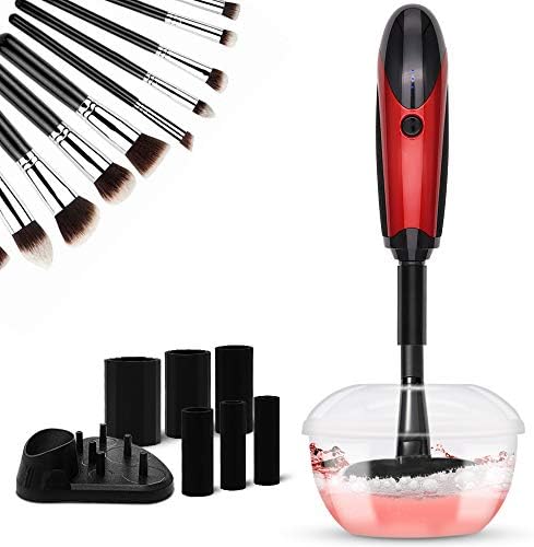 Makeup Brush Cleaner & Dryer, Wash and Dry in Seconds with 3 Adjustable Speeds, Suitable for All Sizes Makeup Brushes with 6 Rubber Holders