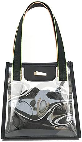 Elegant Womens Tote Bag Set Luxury Transparent Handbag Bag Clear Jelly Purse Women Clutch Tote Sweet for Office Work Travel (Color : Black)
