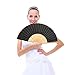 Bememo 12 Pack Hand Held Fans Silk Bamboo Folding Fans Handheld Decorative Japanese Chinese for Women Church Wedding Gift, Bridal Dancing Party Favors, DIY Decoration (Black)