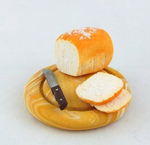 MUFFIN LODGE Dolls House Miniature Kitchen Accessory Bloomer Loaf On Round Bread Board