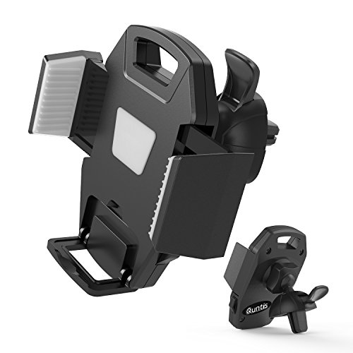Cell Phone Holder for Car - Quntis Vent Cell Phone Holder - 360 Rotation Air Vent Mount Cradle - Universal Car Phone Holder Mount Compatible with Sumsung Galaxy S6 S5 S4 LG Sony Smartphone (Black)