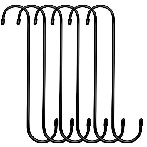 ESFUN 6 Pack 10 inch Extra Large S Hooks Black Heavy Duty Long S Hooks