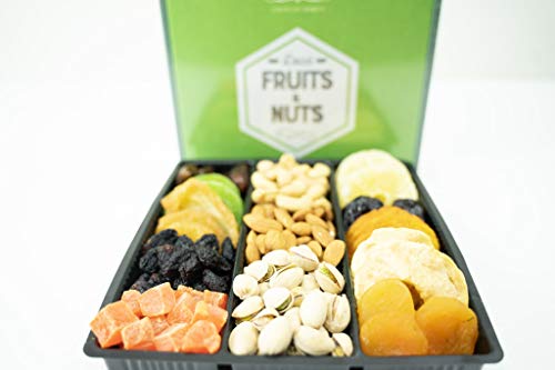Holiday Nut and Dried Fruit Gift Basket by Coco's. Savory & Healthy Gourmet Mixed Nuts. Perfect for Christmas, Holidays, Birthdays, Clients, Family Parties. 1-Year Guarantee. (Nuts & Dried Fruits)