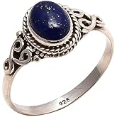 Avicrafts Lapis Lazuli Stone Ring 925 Sterling Silver Statement Ring For Women Handmade Gemstone Christmas Jewellery Gift For Her