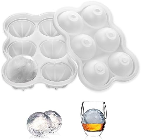 Sphere Ice Mold, MoonLa Ice Ball Maker 6 X 4.7cm Clear Round Ice Ball Mold Silicone Ice Tray for Chilling Burbon Whiskey, Cocktail, Beverages and More, Reusable and BPA Free