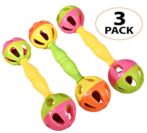 Bonka Bird Toys 2093 Pk 3 Birdie Barbell Foot Talon Toy Parrot Conure Parakeet Cockatiel Set Tropical Foraging Enrichment cage