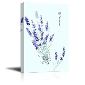 Canvas Wall Art - Watercolor Style Blue and Purple Lavender Flowers - Giclee Print Gallery Wrap Modern Home Art Ready to Hang - 12x18 inches