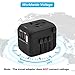 Whew Universal International Travel Adapter with Auto-Reset Fuse, All-in-One Worldwide Power Adapter Travel Plug Adapter, 5A USB Output, 1 Type C, 3 USB for US, UK, EU, AU, 170+ Countries (Black)