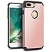 iPhone 7 Plus Case with Glass Screen Protector KingCool Dual Layer Hybrid High Impact Bumper Case Cover for Apple iPhone 7 Plus (Golden Rose and Black)