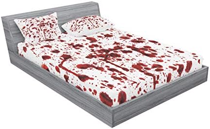 Horror Zombie Halloween Themed Sheet and Pillow Sham Set for Full Bed - Purple White