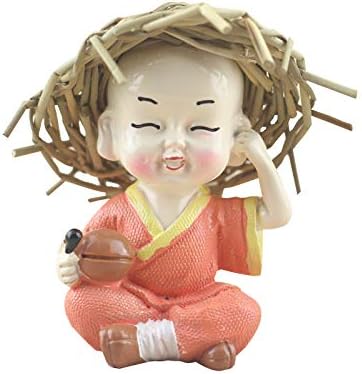 RQZQ Adornos Hogar Resina Creativa 4 pcs Monk con Sombrero de Paja