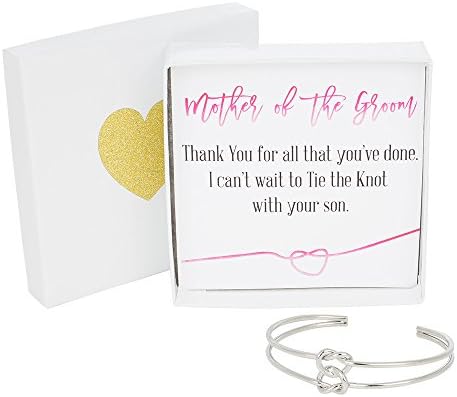 Lemon Honey Jewelry Bridesmaid Gifts - Tie The Knot Mother of The Groom Cuff Bracelet with Gift Box, Double Love Knot Cuff Bracelet, Wedding Gift Set