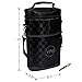 Vina 2 Bottle Wine Tote Bag, Insulated Black Grid Wine or Beer Cooler Carrier Case with Shoulder Strap + Free Corkscrew, Wine Gift Bag for Travel and Picnic, Black