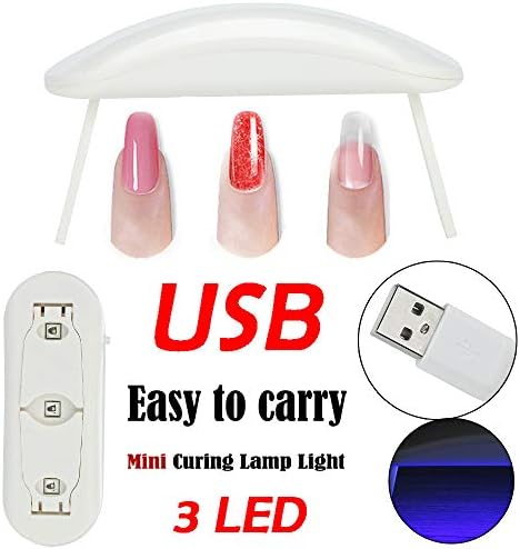 KCPer USB Mini LED UV Nail Gel Curing Lamp Light Nail Portable for Gel Based Polishes Manicure Gel Polish Dryer Nail Art Machine (White)