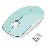 SROCKER V8 2.4GHz Wireless Ultra Thin Whisper Quiet Mouse Compact Soundless Mice without Laser Light DPI 1500 for PC and Mac(Green)
