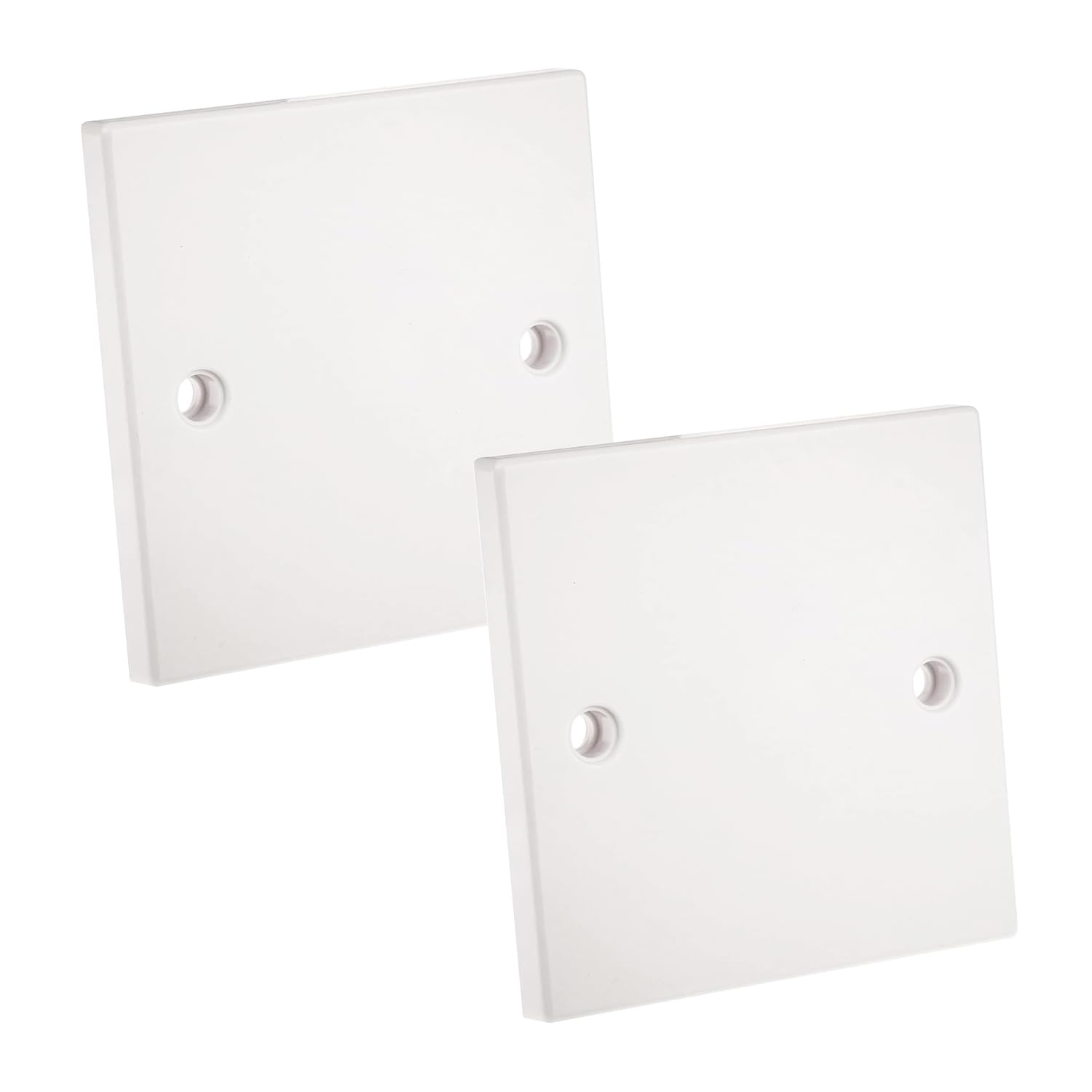rhinocables Waterproof Blanking Socket Plate – Single White Cover for Unused UK Plug & Light Switch Back Boxes | Electric Wall Fitting with Screws for Clean Wiring in Homes & Offices (Pack of 2)