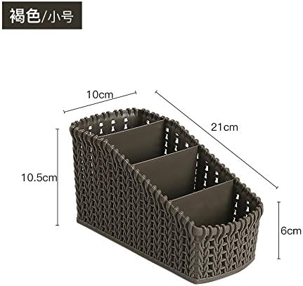 QuickShel Imitation Multi-Box Plastic Cosmetics Storage Box Remote Control Stationery Finishing Box Rattan Desktop Storage (Coffee)