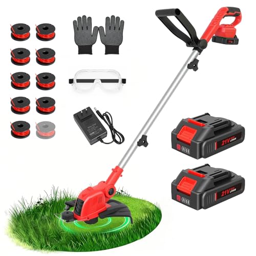 21V Cordless String Trimmer Edger with 2 5Ah
