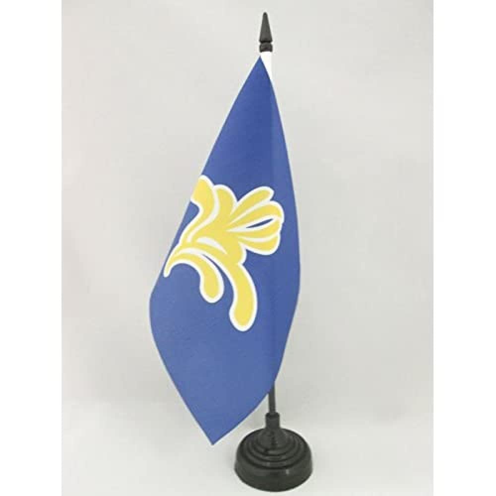 AZ FLAG Brussels-Capital Region Table Flag 5'' x 8'' - Bruxelles-Capitale Office Decoration 100% Polyester 21 x 14 cm - Mini Desk Flag with Pole and Black Plastic Base