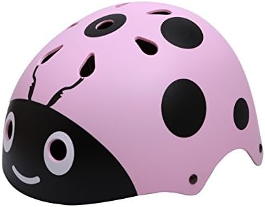 shuangjishan Kids Ladybug Helmet Cute Street Bike Helmet Size 48-54cm Specialized for Tricycle Roller Skating Cycling Fun Beatles Print Pink