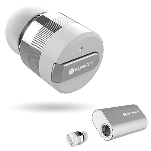 Rowkin Bit Charge Single: True Wireless Earbud w/ Portable Charger. Bluetooth Headphone, Smallest Cordless Hands-free Mini Earphones Headset w/ Mic & Noise Reduction (BUY 2 for Stereo Sound) - Silver