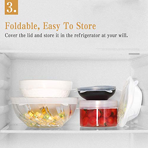 Cosyzone Silicone Stretch Lids 12 Pack Reusable Durable Food Bowl Covers Fits Various Shapes Sizes Container As Seen On TV- Safe in Dishwasher, Microwave and Freezer