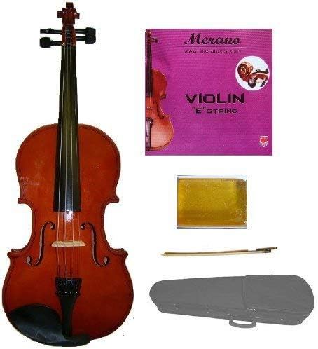 Merano 1/4 Size Student Violin with Case, Bow, Rosin and Extra E String