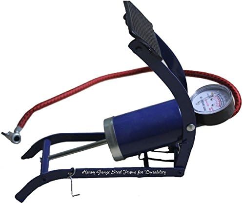 Multipurpose Floor Bike Pump With Accurate Pressure Gauge Needle &amp; Adapter - Portable Floor Foot Pump