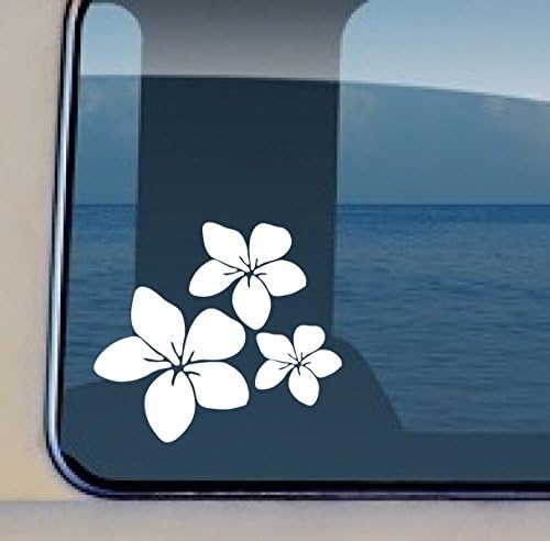 Plumeria Trio Decal Hawaiian Flower Vinyl Sticker 4.25 by 4.8 inch