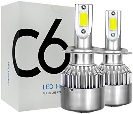 H7 LED Headlight Bulbs Conversion Kit 72W 8000Lumens 6000K COB Chip Headlamp Bulbs Hi/Lo Beam Fog Driving Light With Fan Xenon White Extremely Bright 2 Years Warranty - 2 Pack