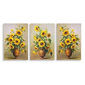 Canvas Wall Art Abstract Watercolor Vases Painting Artwork for Home Prints Framed - 16"x24" x 3 Panels
