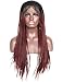 BLUPLE Ombre Wine Red Micro Braided Lace Front Wigs Dark Roots Burgundy Synthetic Heat Resistant Hair Braiding Styles 2 Tone 1B 99J Lace Wig for Black Women (24 inches, Micro Braided,T1B/Wine Red)