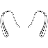 YCYG Golden Fish Hook Earrings & Silver Teardrop Dangle Earrings for Women - 999 Sterling Silver Hypoallergenic Jewelry Gift for Women