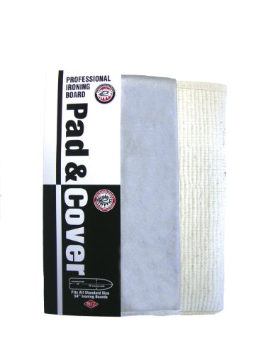 Ritz Professional Ironing Board Pad and Cover Set with Drawstring Closure. Stain and Scorch Resistant Silicone Cover and Extra Thick, 100% Natural Cotton Pad, Fits Standard Sized 54' Ironing Boards