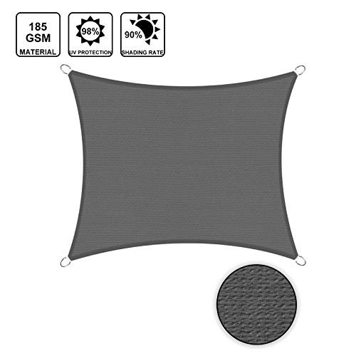 Sunnylaxx Quadratisch 2x2m Sonnensegel Sonnenschutz Garten, UV-Schutz wetterbeständig HDPE Segel, Graphit – Bild 3