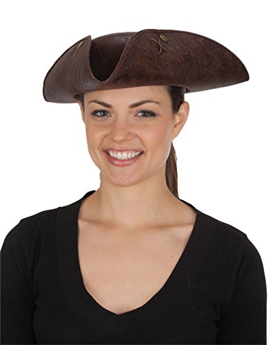 Economy Brown Tricorne Hat Distressed Felt Colonial Hat 26014