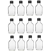 Nakpunar 12 pcs 100 ml Glass Flask Bottles with Black Tamper Evident Cap
