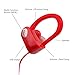 Bluetooth Sport Headphones with Mic offered by PHI Sports & Outdoors. High Definition Sound with Bass, Noise Cancelling, IPX7 Waterproof, Secure Fit, & 6-8 Hrs Playtime. Carrying Case Included(Red)