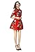 Tuliplazza Women's Crane Embroidery A-line Tunic Cocktail Party Prom Short Dress,Red,Medium
