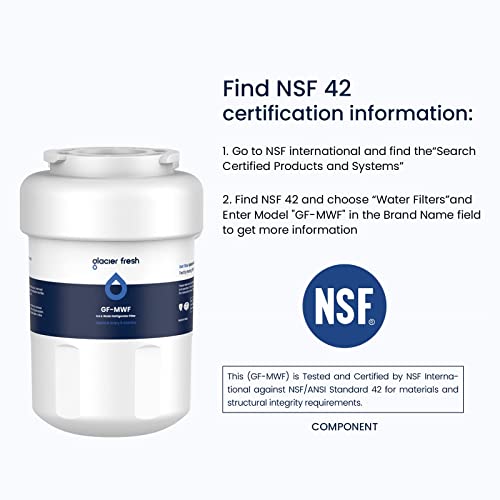 GLACIER FRESH MWF Water Filters for GE Refrigerators, NSF 42