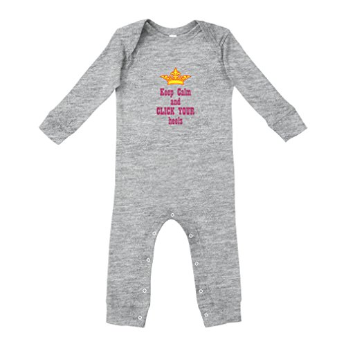 Cute Rascals Keep Calm and Click Your Heels Cotton Long Sleeve Envelope Neck Unisex Baby Legged Long Rib Coverall Bodysuit - Oxford Gray, 18 Months