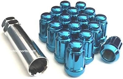 12x1.5 Blue Spline Drive Tuner Lug Nuts Small Diameter Wheel Locks With Key (12mmx1.5 Thread Size) (20 Pieces)