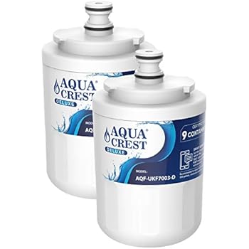 AQUACREST UKF7003 Refrigerator Water Filter, NSF 401, 53&42 Certified to Reduce 13 Contaminants, Compatible with Maytag UKF7003, UKF7002AXX, WF288, Whirlpool EDR7D1, EveryDrop Filter 7 (Pack of 2)