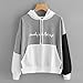 Womens Letters Long Sleeve Hoodie Sweatshirt Hooded Pullover Tops Casual Blouse (M, Gray)