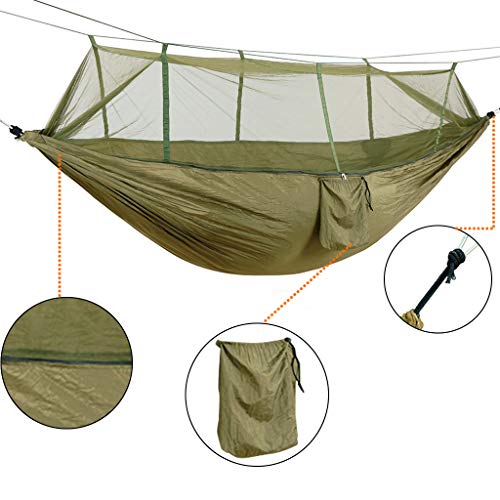 image for Toonshare Single & Double Camping Hammock with Mosquito/Bug Net, 9ft H