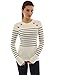 PattyBoutik Women Crewneck Striped Military Sweater (Ivory and Black Small)
