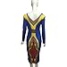 Creazy Women Long Sleeve Fashion African Print Dress Casual Straight Print Kaftan Dress (L)