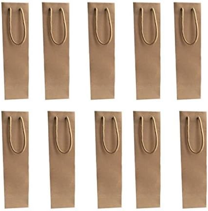 Pack of 20-Light Brown Color Paper Bag One Bottle Wine Tote with Long rope handles Single Bottle Wine bag