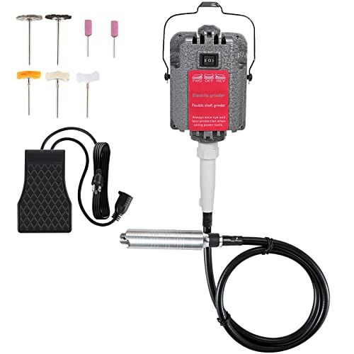 VEVOR S-R Hanging Flex Shaft Grinder 230W Rotary Tool with Stepless Speed Foot Pedal Rotary Carver 0-180000rmp for Carving, Buffing,Drilling,Polishing (4mm flexshaft)
