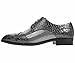 Bolano Mens Grey Exotic Eel Skin Print with Croco Folded Cap Toe Oxford Dress Shoe: Style Bandit-011